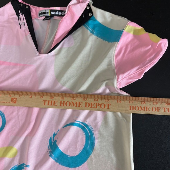 Jamie Sadock Pink Abstract Graphic Golf Dress Size M V-Neck Zip Pockets - Picture 5 of 8